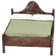 Cama matrimonial de madera con cabecera ondulada de 10x11x8 cm h