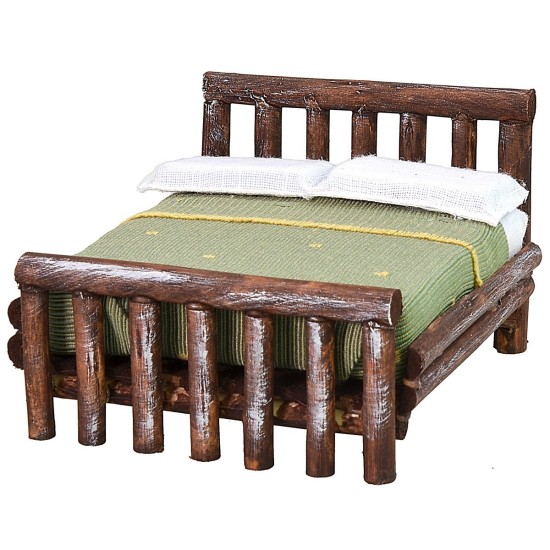 Cama de madera envejecida de dos plazas cm 10,5x11x7 h