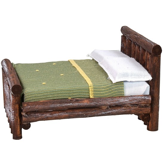 Cama de madera envejecida de dos plazas cm 10,5x11x7 h