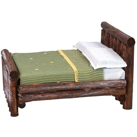 Cama de madera envejecida de dos plazas cm 10,5x11x7 h