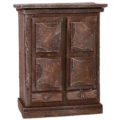 Antiqued wooden wardrobe with doors and drawers 8,5x4,5x11 cm