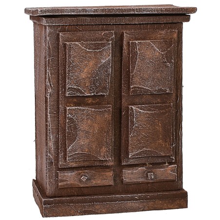 Antiqued wooden wardrobe with doors and drawers cm 8,5x4,5x11 h