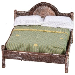 Letto matrimoniale in legno antichizzato con soprarilievo cm
