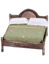 Double bed in antiqued wood with relief cm 6x7x4,5 h