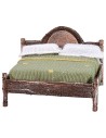 Double bed in antiqued wood with relief cm 6x7x4,5 h
