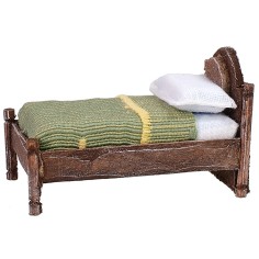 Single bed in antiqued wood with relief cm 4x7x4,5 h 2