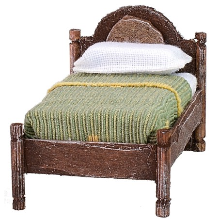 Single bed in antiqued wood with relief cm 4x7x4,5 h