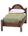 Single bed in antiqued wood with relief cm 4x7x4,5 h