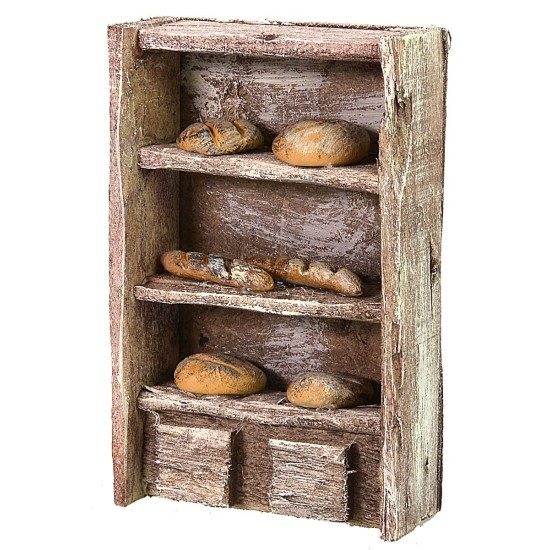 Estante de madera con pan cm 6,5x3x10 h Mundo Belenes