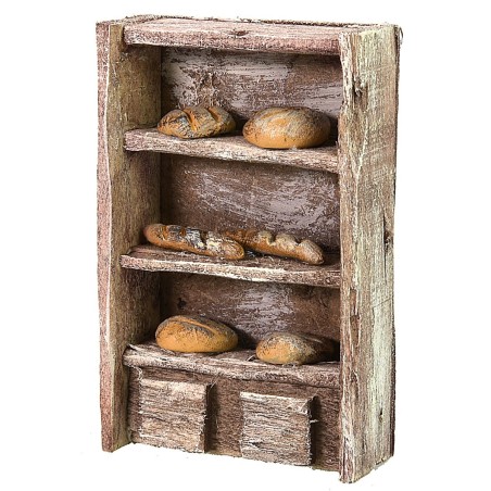 Estante de madera con pan cm 6,5x3x10 h Mundo Belenes