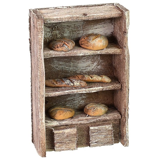 Estante de madera con pan cm 6,5x3x10 h Mundo Belenes