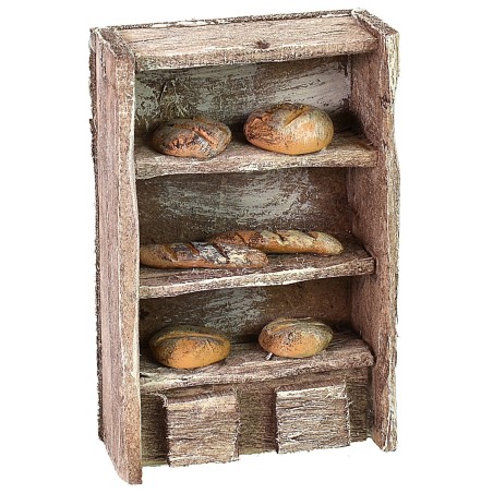 Estante de madera con pan cm 6,5x3x10 h Mundo Belenes
