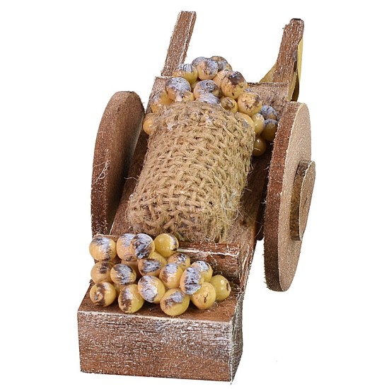 Wooden wagon with potatoes cm 14x5x5,6h