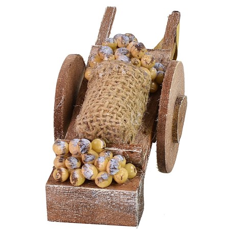 Wooden wagon with potatoes cm 14x5x5,6h
