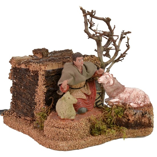 Pastor que acaricia la oveja doble movimiento cm 10 Oliver