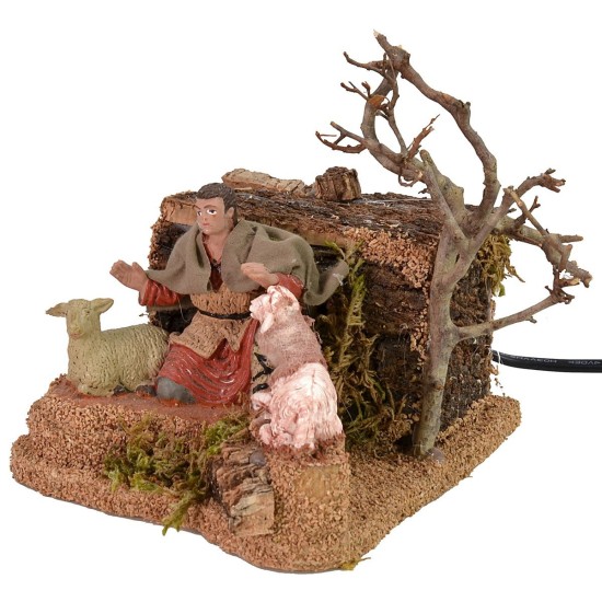 Shepherd, who caresses the sheep double movement 10 cm Oliver