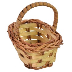 Cesta bicolor de mimbre de 7x5,5x6,5 cm de altura, mimbre, cesta.