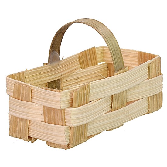Cesta rectangular con asa de mimbre de 4,1x2,1x2,7 cm h