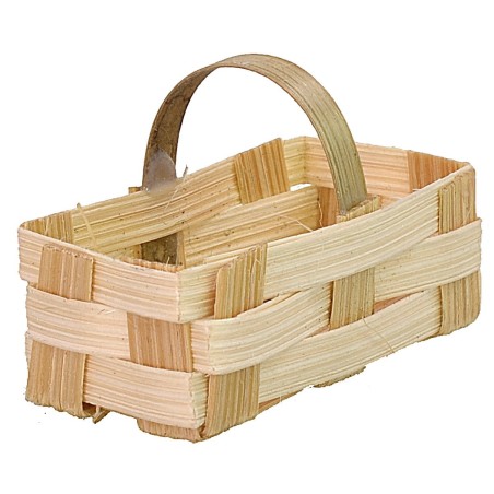 Cesta rectangular con asa de mimbre de 4,1x2,1x2,7 cm h