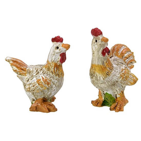 Set gallo e gallina per statue 10 cm