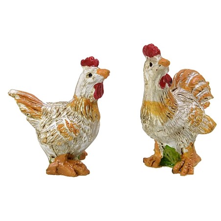 Set gallo e gallina per statue 10 cm gallina, statue, gallo