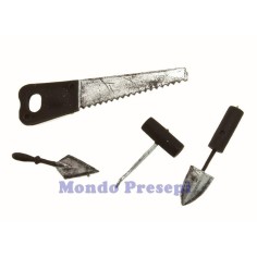 Juego de 4 herramientas de trabajo - Accesorios para belén Mondo Presepi
