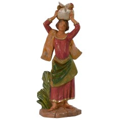 Donna con gallina sul capo 19 cm Fontanini Mondo Presepi