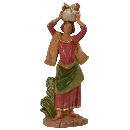 Woman with hen on head 19 cm Fontanini
