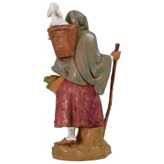 Pastorella con agnello nella gerla 19 cm Fontanini Mondo Presepi 2