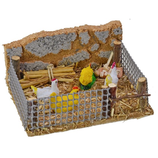 Recinto con galline cm 12x10x5,5 h altezza, galline, recinto