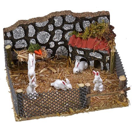 Recinto con conigli cm 12x10x6,5 h