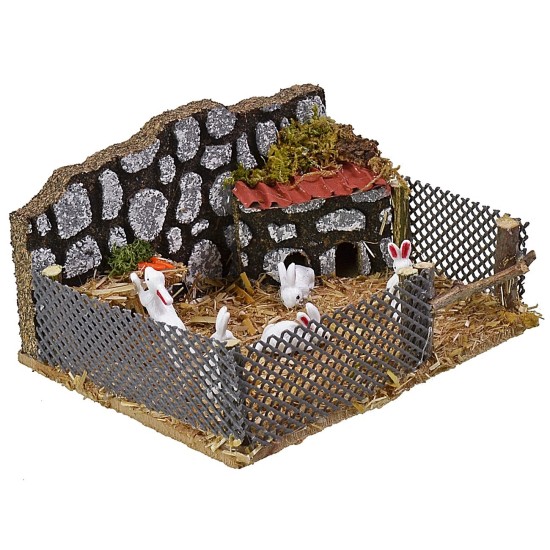 Recinto con conigli cm 12x10x6,5 h altezza, base, recinto