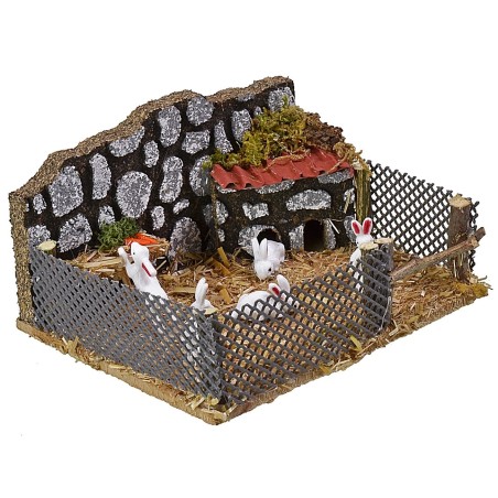 Recinto con conigli cm 12x10x6,5 h
