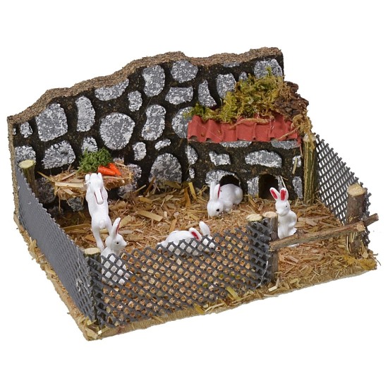 Recinto con conigli cm 12x10x6,5 h