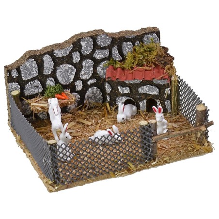 Recinto con conigli cm 12x10x6,5 h
