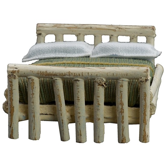 Cama blanca de matrimonio de cm 6,5x7,5x4 h de madera, altura