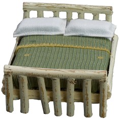 Letto bianco a due piazze cm 6,5x7,5x4 h legno, altezza