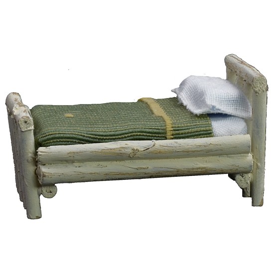 Cama blanca de una plaza cm 4,5x7x4 h recomendado, estatuas