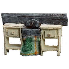 Lavabo de madera blanca cm 6x2x4 h madera, estatuas, altura 2