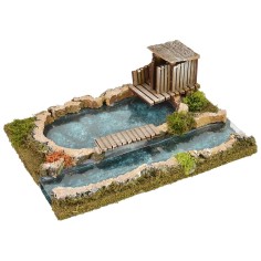 Lago effetto profondità con capanno cm 26x18x12 h