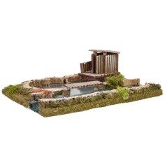 Lago efecto profundidad con cabaña cm 26x18x12 h altura 2