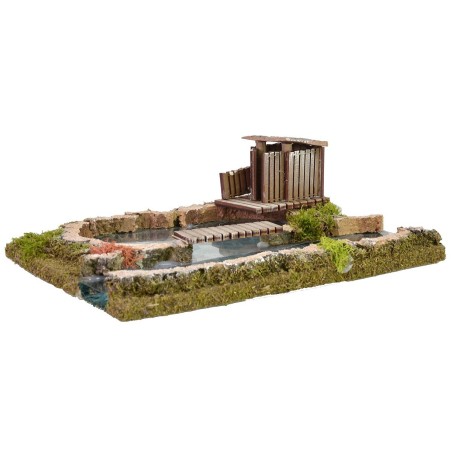 Lago effetto profondità con capanno cm 26x18x12 h