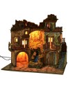 Presepe illuminato stile '700 con cascata cm 70x50x64 h