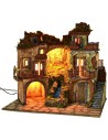 Pesebre iluminado estilo '700 con cascada cm 70x50x64 h