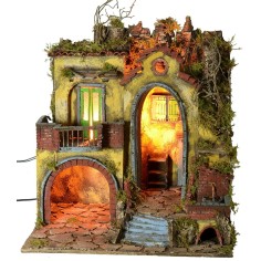 Presepe illuminato stile '700 con grande arco cm 50x40x62 h 2