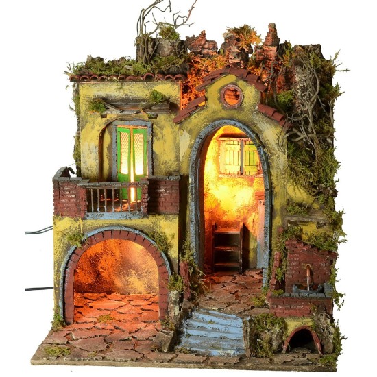 Presepe illuminato stile '700 con arco grande cm 50x40x62 h