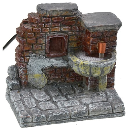 Fountain with brick effect wall in working resin cm