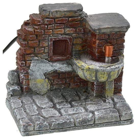 Fountain with brick effect wall in working resin cm