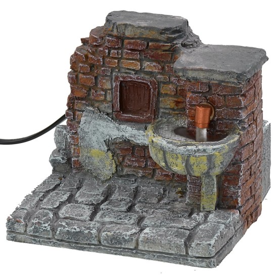 Fountain with brick effect wall in working resin cm