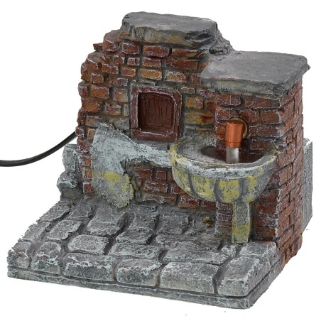 Fountain with brick effect wall in working resin cm